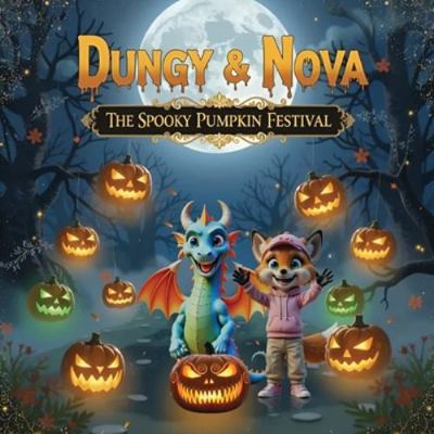 Dungy & Nova: The Spooky Pumpkin Festival [Large Print] 9083594335 Book Cover