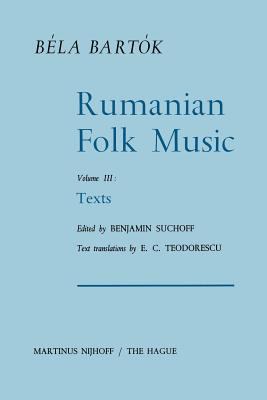 Rumanian Folk Music: Texts 9401035075 Book Cover