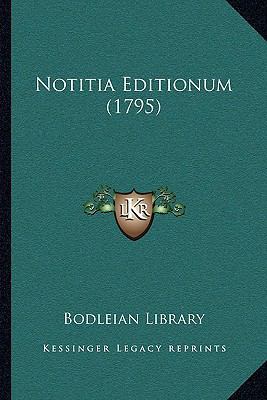 Notitia Editionum (1795) [Latin] 1166278921 Book Cover