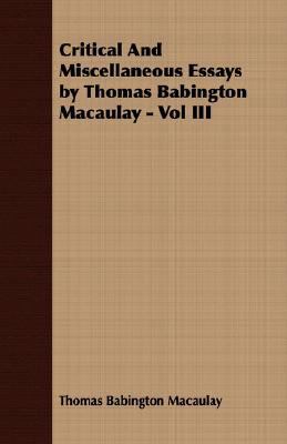 Critical and Miscellaneous Essays by Thomas Bab... 140860017X Book Cover