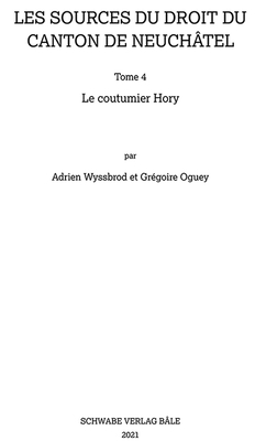 Le Coutumier Hory [French] 3796542123 Book Cover