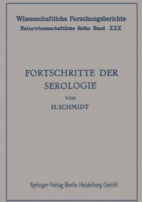Fortschritte Der Serologie [German] 3662306913 Book Cover