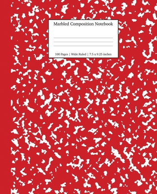 Marbled Composition Notebook: Red Marble Wide R... 1989387535 Book Cover