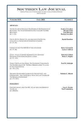 Southern Law Journal Fall 2021            Book Cover