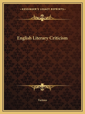 English Literary Criticism 1162661275 Book Cover