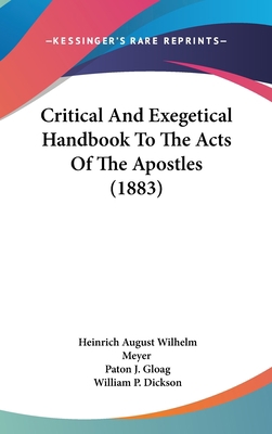 Critical And Exegetical Handbook To The Acts Of... 1437013198 Book Cover