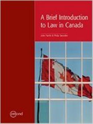 A BRIEF INTRODUCTION TO LAW IN CANADA 177255233X Book Cover