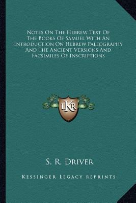Notes On The Hebrew Text Of The Books Of Samuel... 1162959487 Book Cover