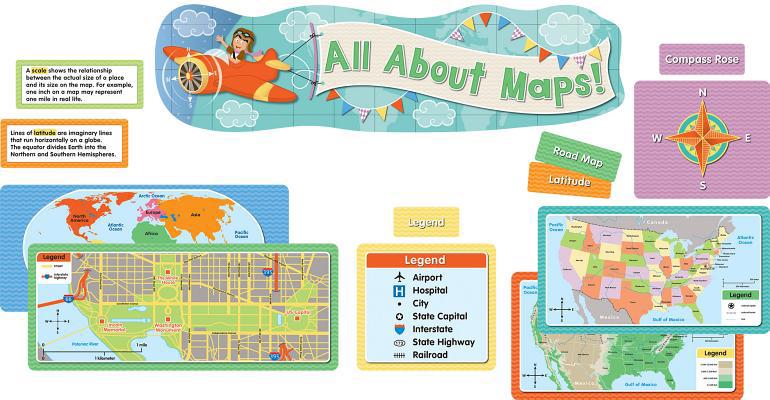 All about Maps Mini Bulletin Board Set 1483836673 Book Cover