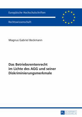 Das Betriebsrentenrecht im Lichte des AGG und s... [German] 3631657560 Book Cover