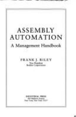 Assembly Automation: A Management Handbook 0831111534 Book Cover