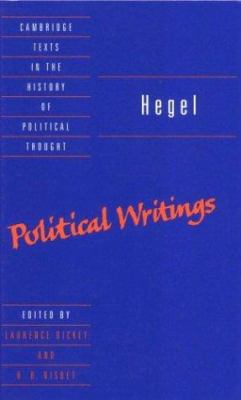 Hegel: Political Writings (Cambridge Texts in t... 0521453690 Book Cover