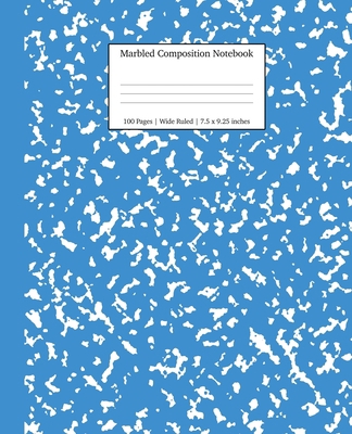 Marbled Composition Notebook: Blue Marble Wide ... 1989387594 Book Cover