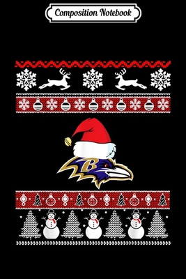 Paperback Composition Notebook: Santa Ugly Christmas Sweater Football Baltimore-Raven Team  Journal/Notebook Blank Lined Ruled 6x9 100 Pages Book