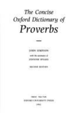 The Concise Oxford Dictionary of Proverbs 0198661770 Book Cover