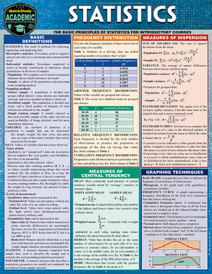 Statistics: A Quickstudy Laminated Reference Guide 1572229446 Book Cover