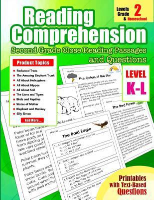 Reading Comprehension: Levels K and L Second Grade Close Reading Passages and Questions for 2nd, Homeschool Grade 1978235801 Book Cover