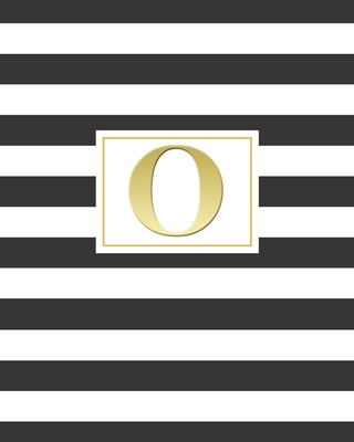 O: 2020 Weekly and Monthly Planner and Customized Calendar Black and White Stripes with Gold Monogrammed Initial