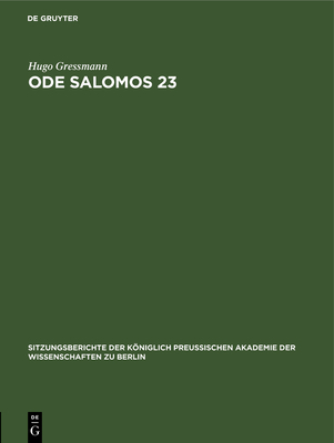 Ode Salomos 23 [German] 3112504933 Book Cover