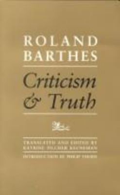 Criticism and Truth 0816616094 Book Cover
