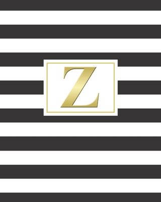 Z: 2020 Weekly and Monthly Planner and Customized Calendar Black and White Stripes with Gold Monogrammed Initial