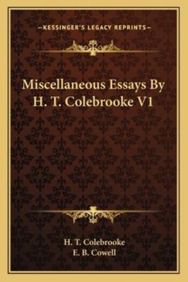 Miscellaneous Essays By H. T. Colebrooke V1 1162982764 Book Cover