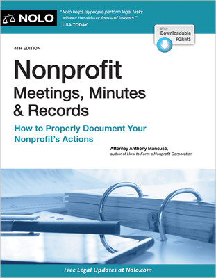 Nonprofit Meetings, Minutes & Records: How to P... 141333038X Book Cover