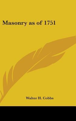 Masonry as of 1751 1436700531 Book Cover
