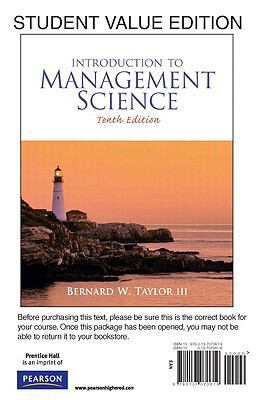 Introduction to Management Science: Student Val... 0137070616 Book Cover