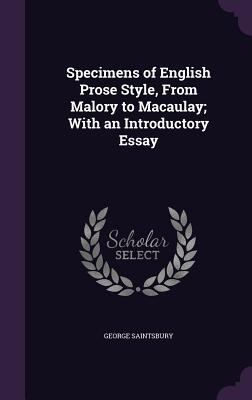 Specimens of English Prose Style, From Malory t... 1356369251 Book Cover