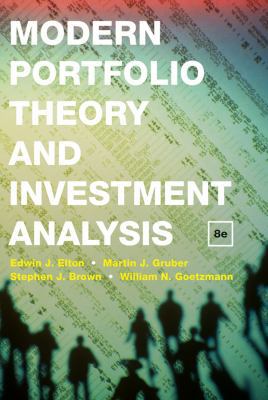 Modern Portfolio Theory and Investment Analysis 0470388323 Book Cover