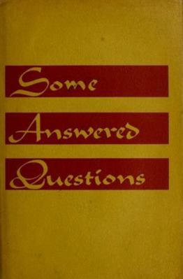 Some answered questions, collected and translat... 0877430306 Book Cover