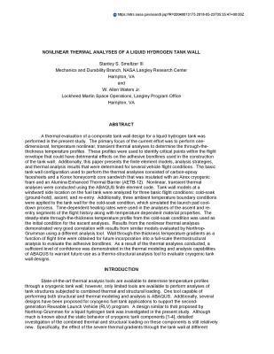 Nonlinear Thermal Analyses of a Liquid Hydrogen... 1723744743 Book Cover