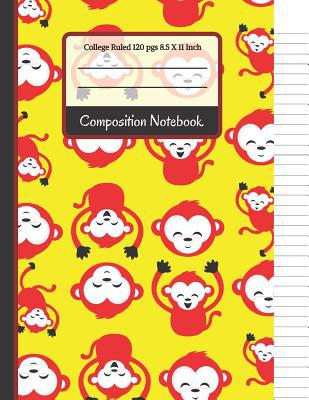 Composition Notebook: Bright Red & Yellow Monke... 1073330958 Book Cover