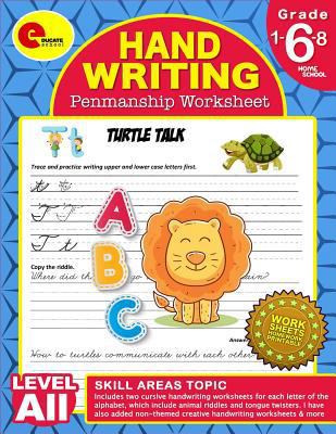 Handwriting Penmanship Worksheet Grade 6: Cursive Handwriting Grade 6 Penmanship Worksheet for 1st, 2nd, 3rd, 4th, 5th, 6th, 7th, 8th, Homeschool Grade 1985840472 Book Cover