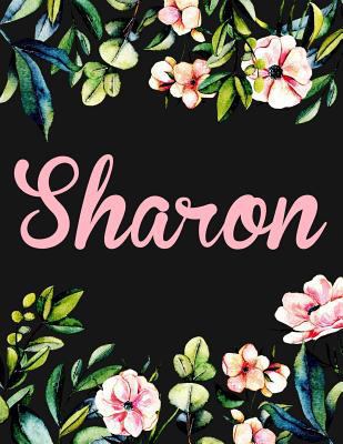 Paperback Sharon: Personalised Sharon Notebook/Journal For Writing 100 Lined Pages (Black Floral Design) Book