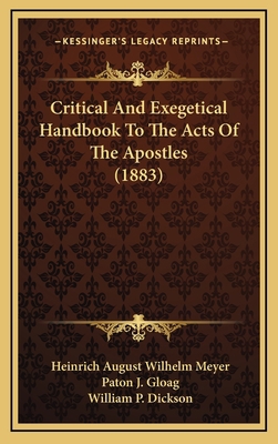 Critical and Exegetical Handbook to the Acts of... 1164812068 Book Cover