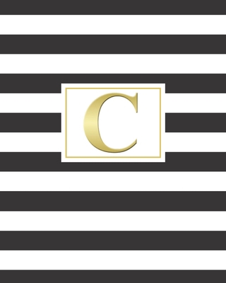 C: 2020 Weekly and Monthly Planner and Customized Calendar Black and White Stripes with Gold Monogrammed Initial