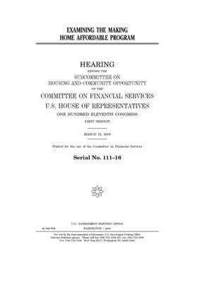 Examining the Making Home Affordable Program 1702578003 Book Cover