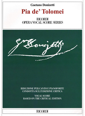 Pia De' Tolomei Ricordi Opera Vocal Score Series 8875928673 Book Cover