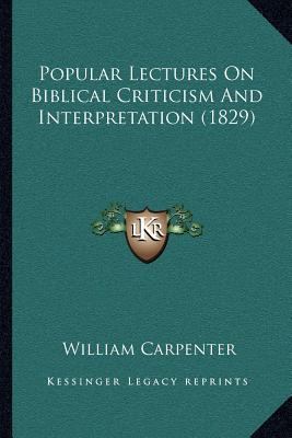 Popular Lectures On Biblical Criticism And Inte... 1167019660 Book Cover