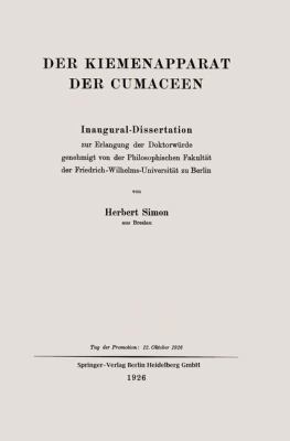 Der Kiemenapparat Der Cumaceen: Inaugural-Disse... [German] 3662407493 Book Cover