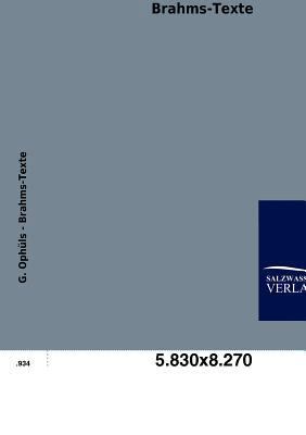 Brahms-Texte [German] 3864448905 Book Cover