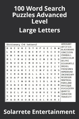 100 Word Search Puzzles Advanced Level: Large L... B08KH3K1VC Book Cover