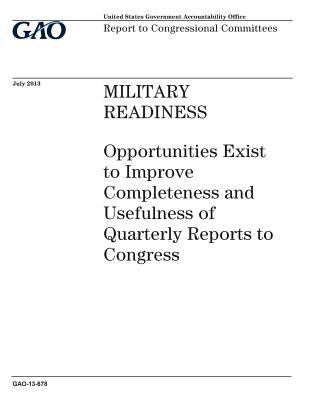 Military readiness: opportunities exist to impr... 1974258947 Book Cover