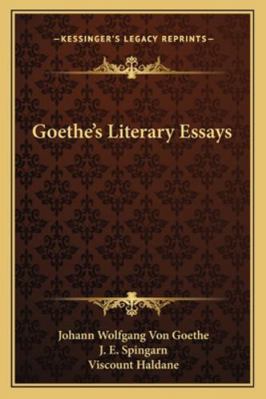 Goethe's Literary Essays 1163099554 Book Cover