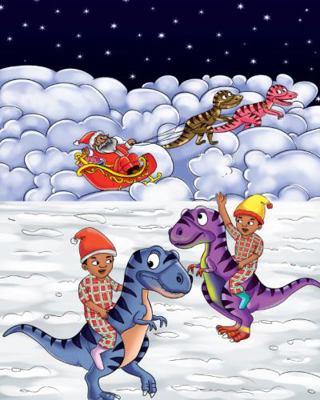 Hardcover Merry Christmas Roar : Dinosaurs Book