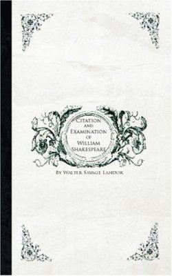 Citation and Examination of William Shakspeare 1426412169 Book Cover
