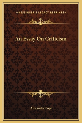 An Essay On Criticism 1169190820 Book Cover