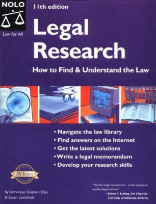 Legal Research: How to Find & Understand the Law 0873379195 Book Cover